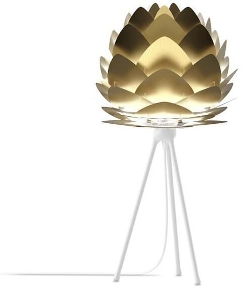 Umage Aluvia Mini tafellamp brushed brass met tripod wit Ø 40 cm