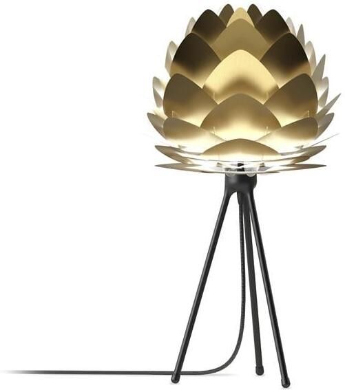 Umage Aluvia Mini tafellamp brushed brass met tripod zwart Ø 40 cm