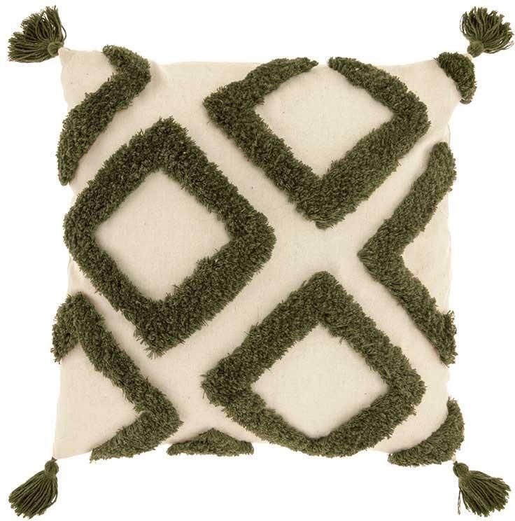 Unique Living Kussen Cruz 45x45cm theegroen