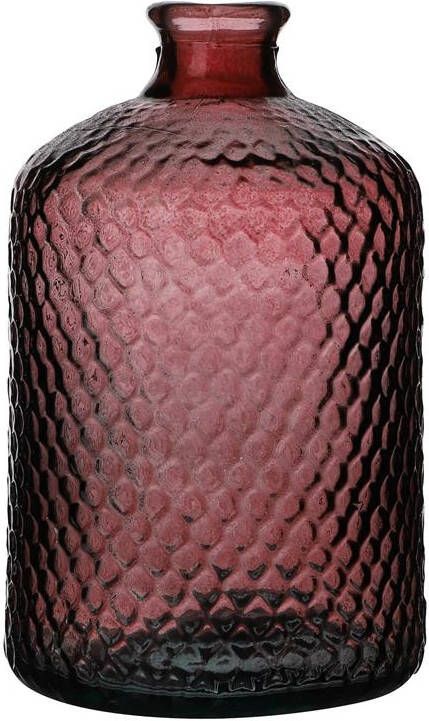 Urban Living Natural Living Vaas Scubs Bottle rood geschubt glas D18xH31cm