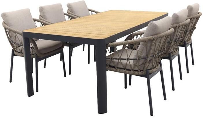 Van der Garde Tuinmeubelen VDG Hartman Monza|General verstelbare tuinset 220x100 cm. 7-delig