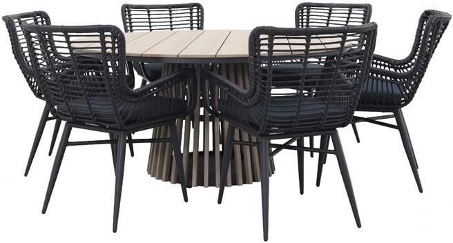 Van der Garde Tuinmeubelen VDG Jasmine black|GI Trinxa ronde tuinset Ø148 cm.