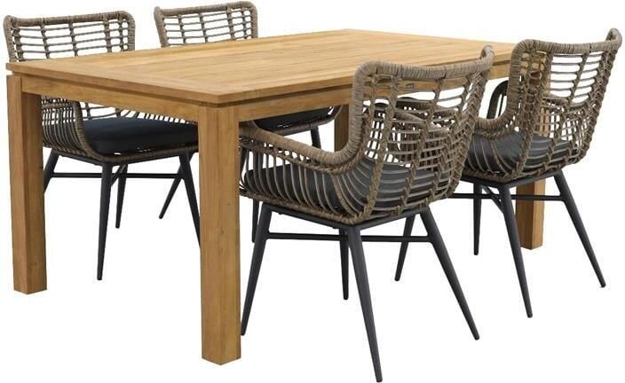 Van der Garde Tuinmeubelen VDG Jasmine natural|Rome brown 170 cm. tuinset 5-delig