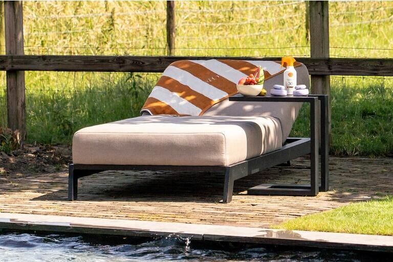 Van der Garde Tuinmeubelen VDG Mexico ligbed 200x85 cm. + bijzettafel Sunbrella|Taupe