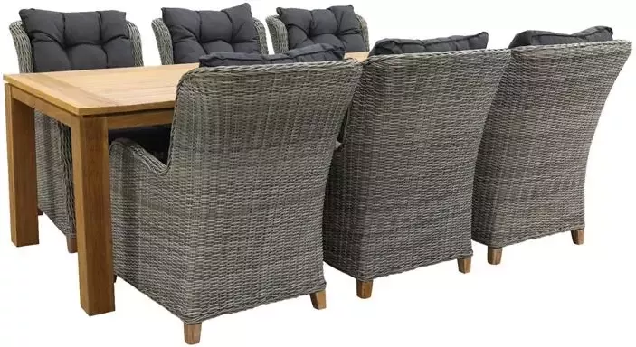 Van der Garde Tuinmeubelen VDG Torino Paloma Grey|Rome brown 240 cm. tuinset 7-delig