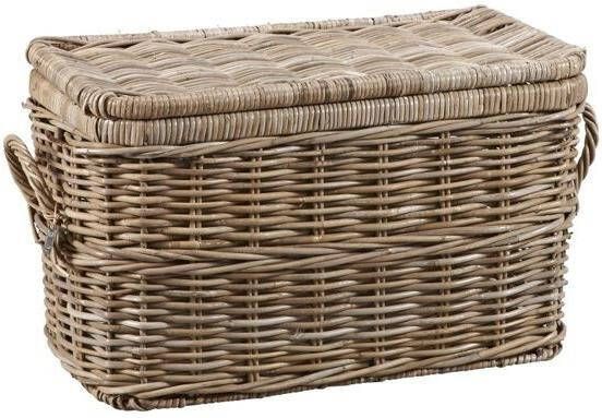 Van der Leeden Opbergmand Rotan met deksel M Grijs