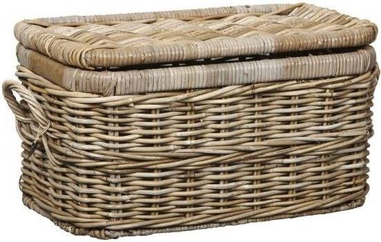 Van der Leeden Opbergmand Rotan met deksel S Grijs