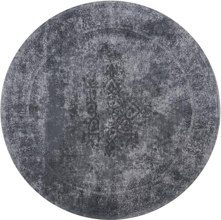 Veer Carpets Vloerkleed Juud Rond Grijs|Zwart ø200 cm