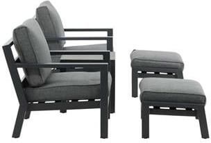 Nohr Loungeset Searra Met 2 stoelen voetenbank en tafel Zwart Grijs