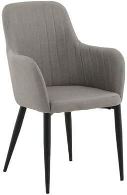 Hioshop 2 x Comfort eetkamerstoel met armleuning grijs.