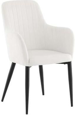 Hioshop 2 x Comfort eetkamerstoel met armleuningen fluweel wit. - Foto 2