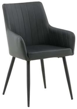 Hioshop 2 x Comfort eetkamerstoel met armleuning PU kunstleer zwart. - Foto 2