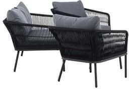 Nohr Loungeset Karlene Met bank tafel en 2 fauteuils Zwart