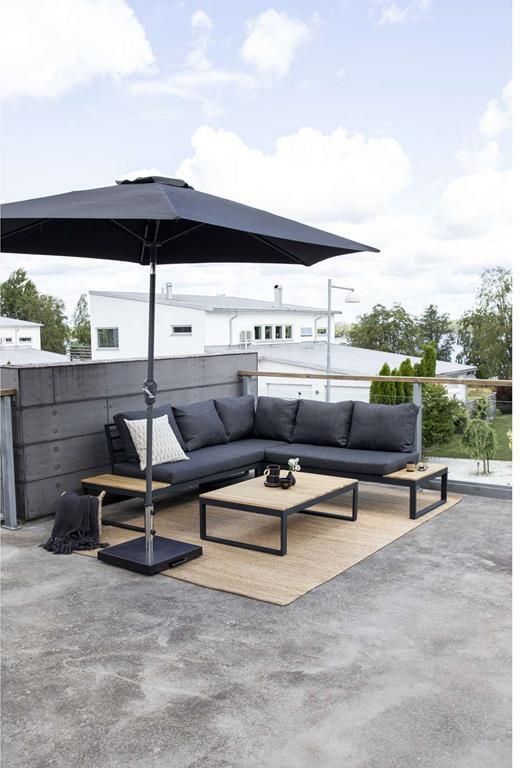 Nohr Loungeset Taysha Acaciahout Met hoekbank en tafel Zwart