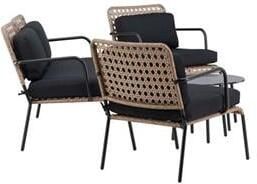 Nohr Loungeset Leontyne Met bank 2 stoelen en tafels Zwart
