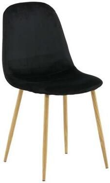 Hioshop 2 x Polar eetkamerstoel velours zwart eik decor. - Foto 2