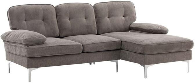 Hioshop Remis bank chaise longue bank rechtse donkergrijs. - Foto 2