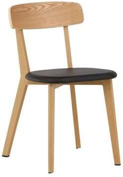 Hioshop 2 x Sanjos eetkamerstoel PU kunstleer zwart eik decor. - Foto 2