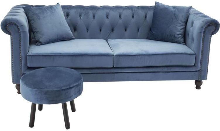 Venture Home Velvet Bank 88 x 80 x 217 Blauw