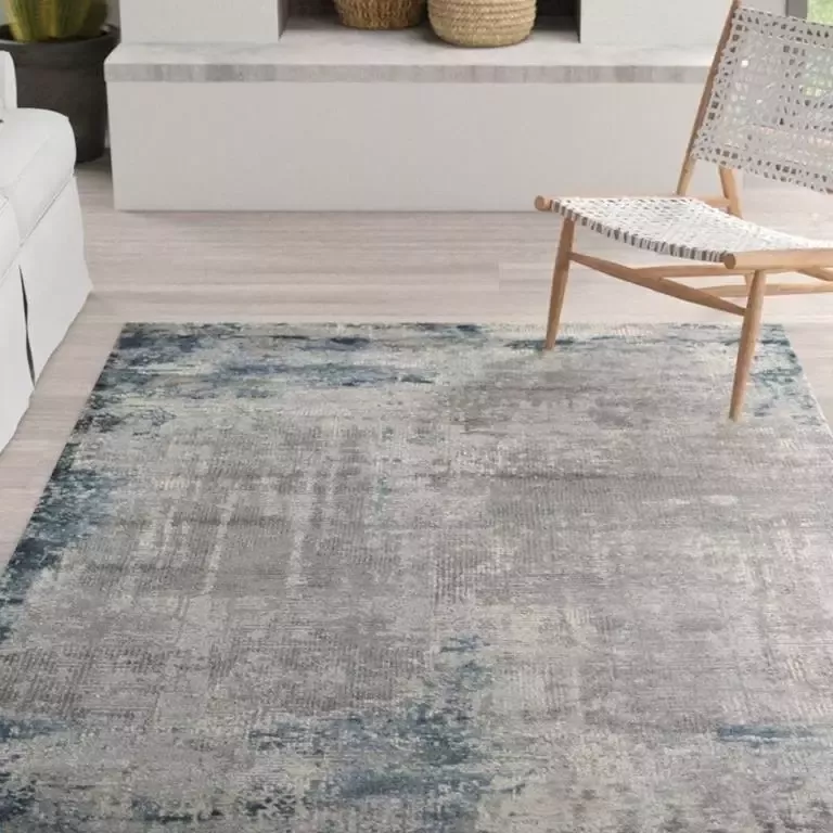 Vercai Rugs Invista Collectie Hoogpolig Vloerkleed Zacht Tapijt voor Woonkamer Polyester Grijs Blauw 80x150 cm