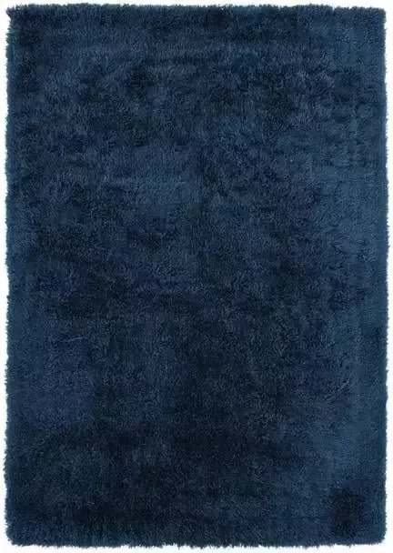 Ikado Hoogpolig tapijt in polyester mix blauw 118 x 165 cm