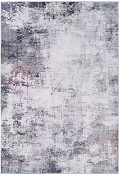 Vercai Rugs Cashmere Collectie Laagpolig Vloerkleed Zacht Tapijt met Modern Ontwerp Polyester Grijs Lila 60x100 cm