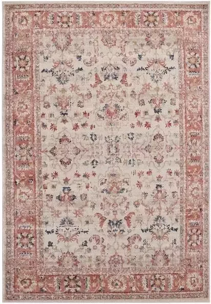 Vercai Rugs Florence Collectie Laagpolig Vloerkleed Polypropyleen Ivoor Rood 80x150 cm