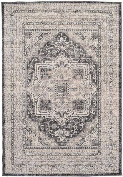 Vercai Rugs Florence Collectie Laagpolig Vloerkleed Polypropyleen Crème Grijs 80x150 cm