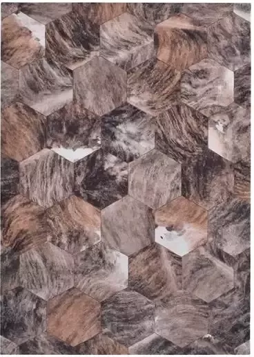 Vercai Rugs Nova Patchwork Collectie Laagpolig Vloerkleed Dierenhuid Tapijt voor Woonkamer Polyester Bruin 120x170 cm