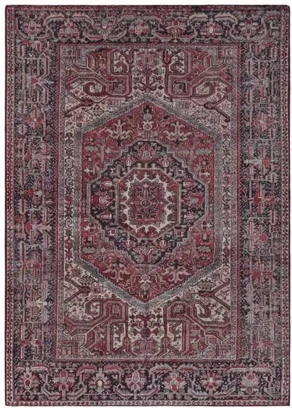 Vercai Rugs Fenix Collectie Laagpolig Vloerkleed Modern Tapijt met Vintage Ontwerp Chenille Rood Blauw 160x230 cm - Foto 3