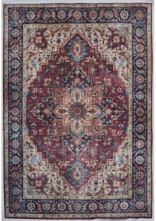 Ikado Vintage tapijt met medaillon bedrukt bordeaux 160 x 230 cm