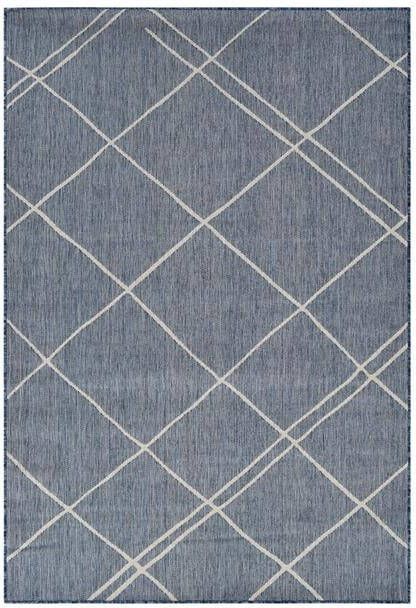 Vercai Rugs Terrace Collectie Laagpolig Vloerkleed Tapijt voor Binnen en Buiten Polypropyleen Blauw Ivoor 200x290 cm - Foto 2