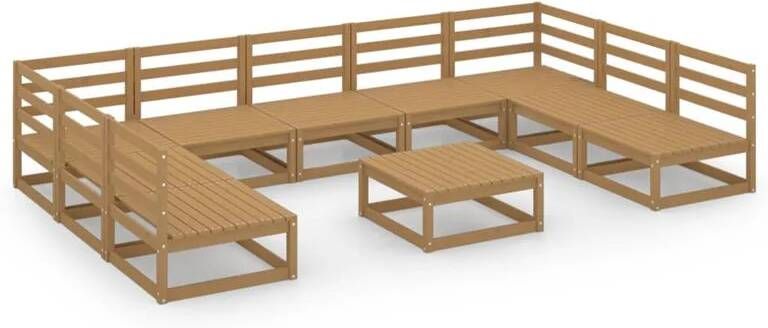 VidaXL 10-delige Loungeset massief grenenhout