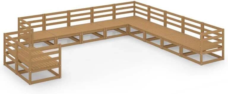 VidaXL 11-delige Loungeset massief grenenhout honingbruin
