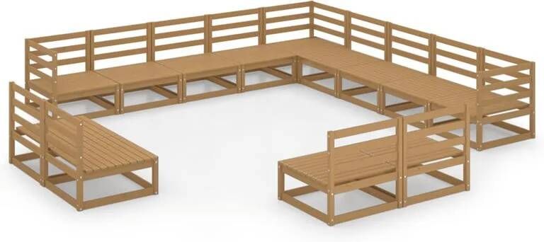 VidaXL 13-delige Loungeset massief grenenhout honingbruin
