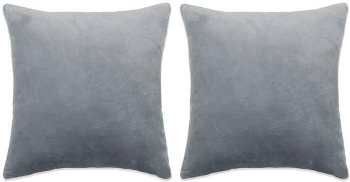 VidaXL 2-delige Sierkussenset 60x60 cm stof grijs