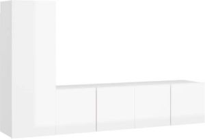 VidaXL 3-delige Tv-meubelset spaanplaat hoogglans wit