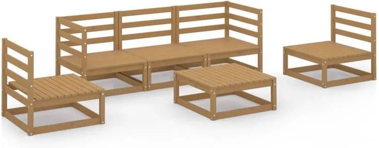 VidaXL 6-delige Loungeset massief grenenhout honingbruin