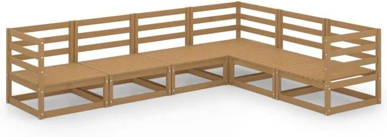 VidaXL 6-delige Loungeset massief grenenhout honingbruin