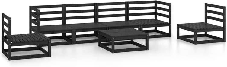 VidaXL 7-delige Loungeset massief grenenhout zwart