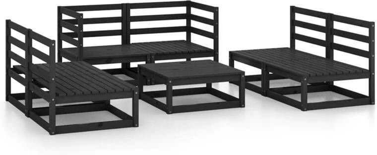 VidaXL 7-delige Loungeset massief grenenhout zwart