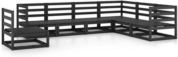 VidaXL 7-delige Loungeset massief grenenhout zwart