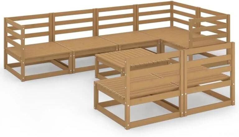 VidaXL 8-delige Loungeset massief grenenhout honingbruin
