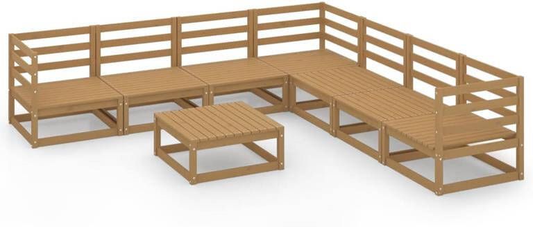VidaXL 8-delige Loungeset massief grenenhout honingbruin