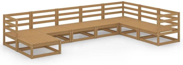 VidaXL 8-delige Loungeset massief grenenhout honingbruin