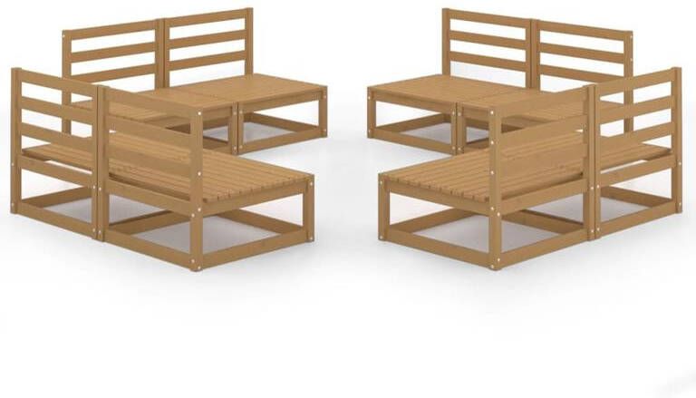 VidaXL 8-delige Loungeset massief grenenhout honingbruin