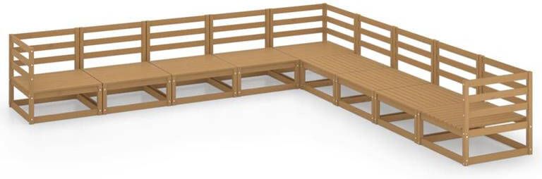 VidaXL 9-delige Loungeset massief grenenhout honingbruin