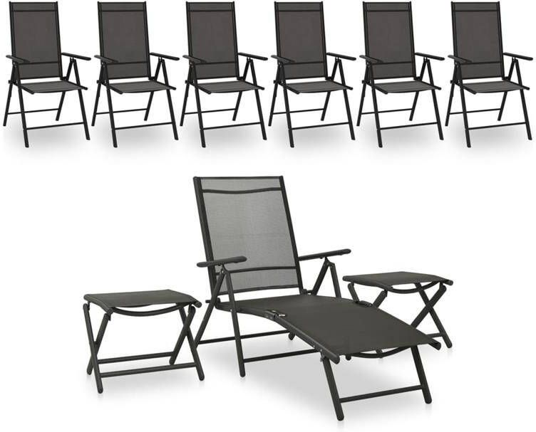 VidaXL 9-delige Loungeset zwart en antracietkleurig