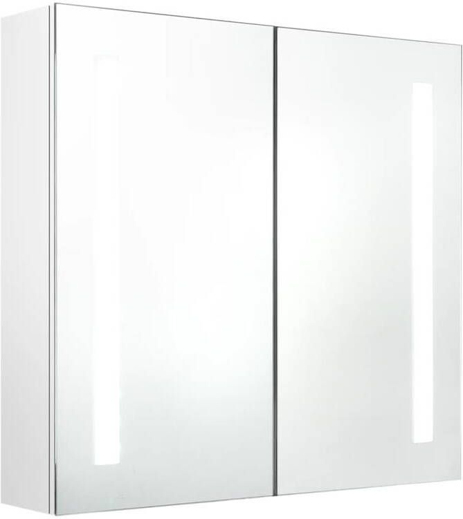 VIDAXL Badkamerkast met spiegel en LED 62x14x60 cm glanzend wit - Foto 2