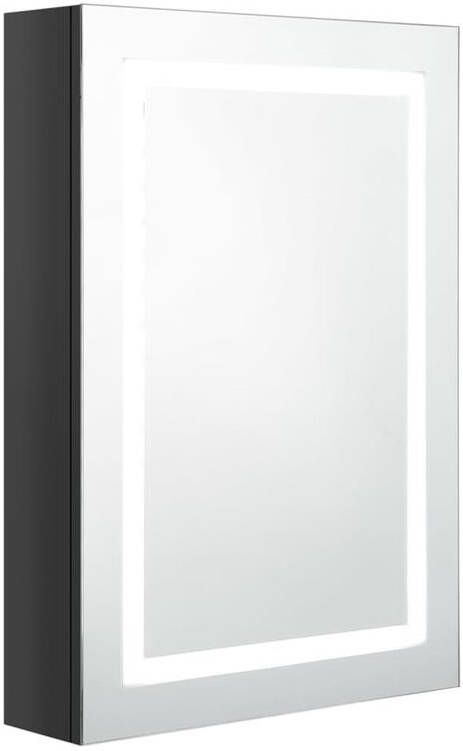 VIDAXL Badkamerkast met spiegel LED 50x13x70 cm glanzend zwart